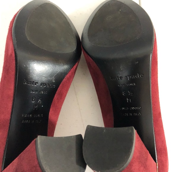 Kate Spade New York Ankle Boots Block Heels Women Maroon Made in Italy Size 8.5 - Picture 7 of 9